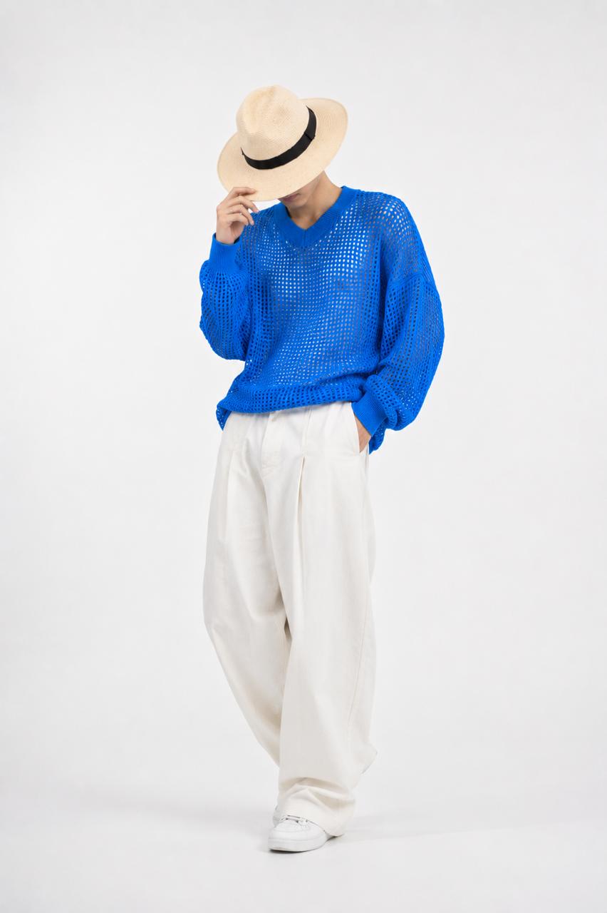 Royal Blue Loose-knit pullover